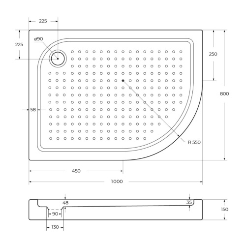 Душевой поддон BelBagno TRAY-BB-RH-100/80-550-15-W-L 100х80 акрил белый - фото 3