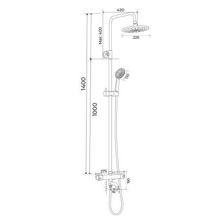 Душевая стойка WesnaArt Dusha DUS08-302 настенная цвет хром с термостатом