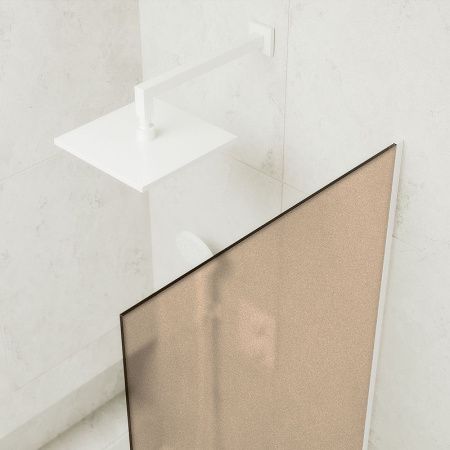 Душевая шторка на ванну Maybah Glass MGV-74-1у 60х140 стекло тонированное профиль белый ориентация универсальная