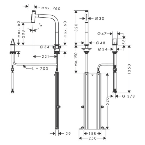 Смеситель для кухни Hansgrohe Metris Select 73818000 на мойку хром - фото 2