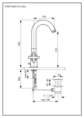 Смеситель Emmevi Spirit New 31003/CR на раковину хром