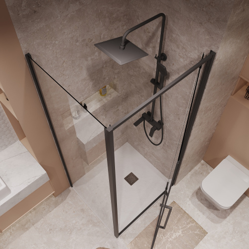 Душевой уголок Niagara Nova NG-85-8AB-A90B-34 80х90 стекло прозрачное профиль черный матовый без поддона - фото 5