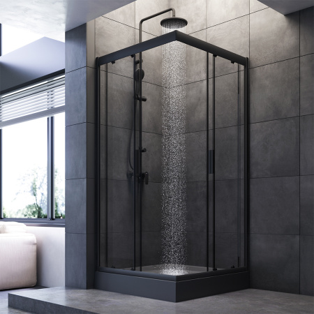 Душевой уголок Am.Pm Gem W90G-403-090BT 90х90 стекло прозрачное профиль черный матовый без поддона