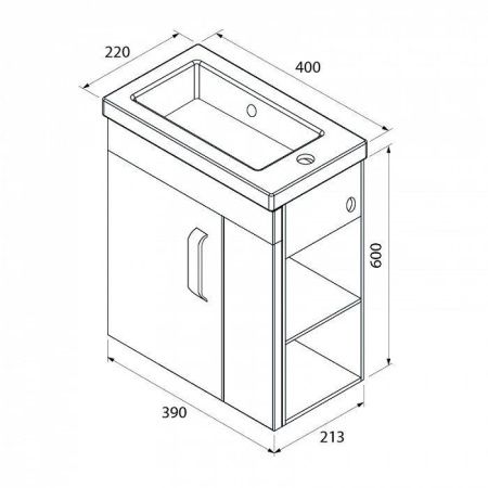 Тумба с раковиной Iddis Torr TOR40WRi95K 40х20 подвесная цвет белый