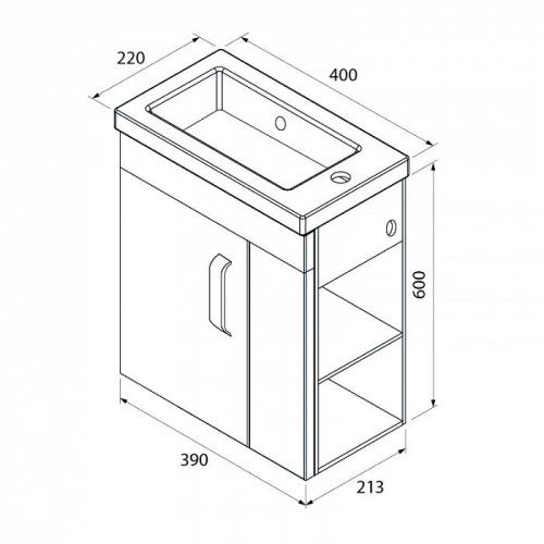 Тумба с раковиной IDDIS Torr TOR40WRi95K 39х21х60 подвесная цвет белый - фото 2