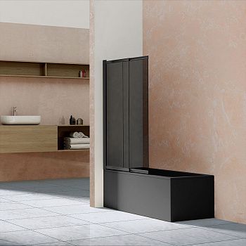 Душевая шторка на ванну Vincea VSB-1E VSB-1E100CGB 100х145 стекло прозрачное профиль черный ориентация универсальная