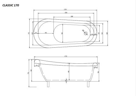 Ванна акриловая Cerutti SPA CT9322 170х80 отдельностоящая овальная с ножками