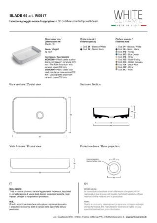 Раковина керамическая White Ceramic Blade W0517SETVA/Blade 70х40 накладная цвет зеленый без отверстий под смеситель