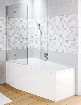 Душевая шторка на ванну Riho NOVIK G003040120 89х150 стекло прозрачное профиль хром глянцевый ориентация универсальная