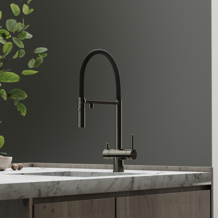 Смеситель для кухни Sancos Imola SC4010GG на мойку вороненая сталь/черный