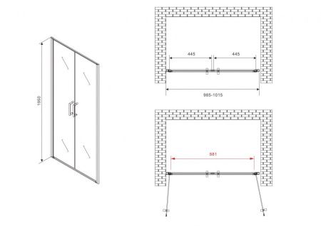 Душевая дверь Abber Sonnenstrand AG04100BC 100х195 стекло прозрачное профиль черный