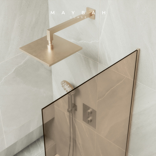 Душевая шторка на ванну Maybah Glass MGV-67-2у 50х140 стекло тонированное профиль бронза - фото 5