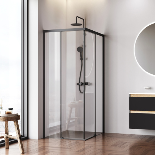 Душевой уголок Am.Pm X-joy W94G-403-100280-BТ1К 99х79 стекло прозрачное профиль черный матовый без поддона