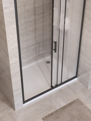 Душевая дверь BelBagno UNO-195 UNO-195-BF-3-120-P-NERO 120х195 стекло рифленое профиль черный - фото 3