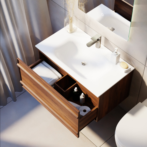 Тумба с раковиной ArtDecco Bridget (Бриджит) ABR08W22S100 80x45x40 подвесная цвет черный орех - фото 4