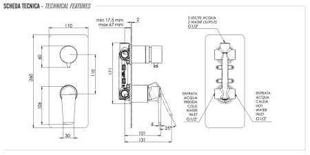 Смеситель для душа Remer Vanity V92 встраиваемый в стену хром