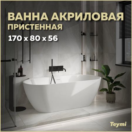 Ванна акриловая Teymi Aina T130119 170х80 пристенная овальная