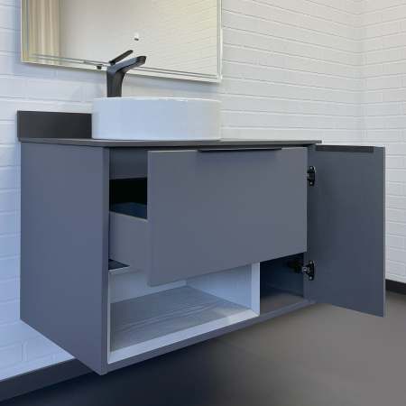 Тумба с раковиной Comforty Джанкой 00-00017878CF 90х50х67 подвесная цвет антрацит