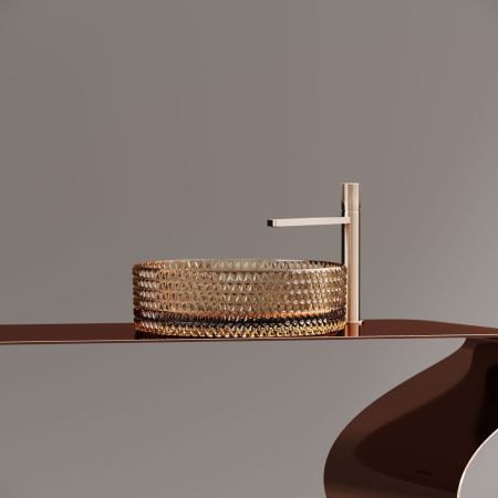 Раковина стеклянная Ceramica Nova CRISTAL CN6058 40х40 накладная цвет бежевый без отверстий под смеситель