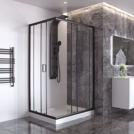 Душевой уголок Taliente TA-09120-1CB 120х90 стекло прозрачное профиль черный без поддона