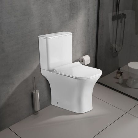 Унитаз-компакт напольный с бачком WesnaArt Kubus 103-KUB13 белый с сиденьем микролифт безободковый каскадный смыв