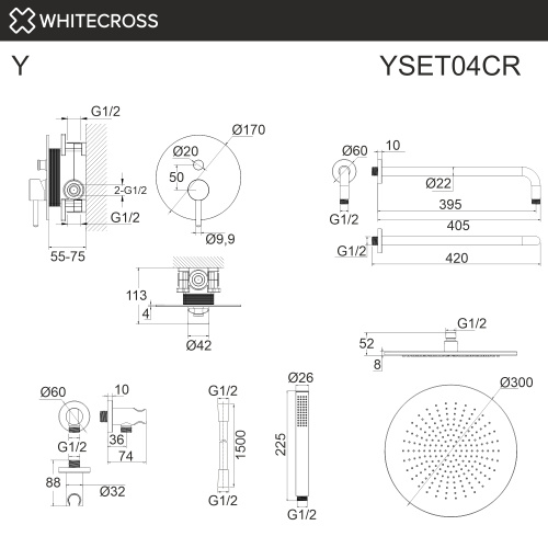 Душевая система Whitecross Y chrome YSET04CR встраиваемая - фото 3