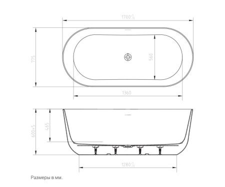 Ванна акриловая Art&Max Genova AM-GENOVA-1700-770 170х80 отдельностоящая овальная