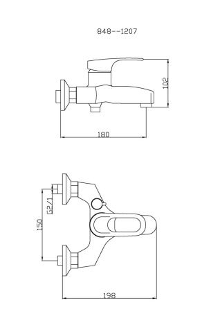 Cмеситель для ванны и душа TSARSBERG TSB-848-1207 настенный хром