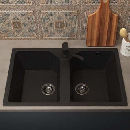 Кухонная мойка Uperwood ECON UPD-402 4010202115 75х50 цвет черный поверхность матовая