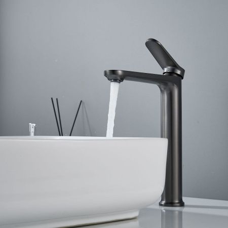 Смеситель для раковины Shevanik S43T S4311T на столешницу оружейная сталь