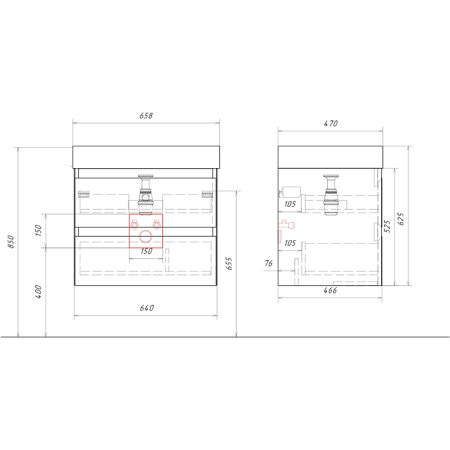 Тумба под раковину Aqwella Y GE01652WM 66х47х63 подвесная