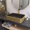 Раковина из сантехнического фаянса Grossman Color GR-3016GBR 50х40 накладная цвет черный/золото без отверстий под смеситель