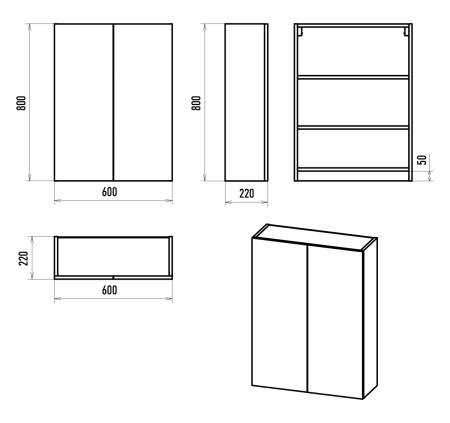 Шкаф Misty Поло О-Пол08060-014По 60х80 подвесной