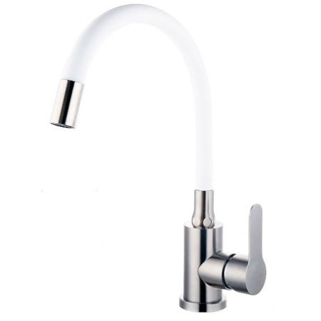 Смеситель для кухни Fashun A54101-8 на мойку белый/сатин