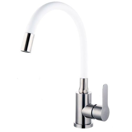 Смеситель для кухни Fashun A54101-8 на мойку сатин/белый - фото 2