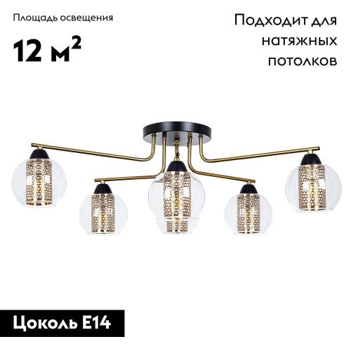 Люстра потолочная Arte Lamp MANCHESTER (МАНЦХЕСТЕР) A7045PL-6BK - фото 2