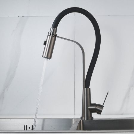 Смеситель для кухни Shevanik S943T-3 на мойку оружейная сталь