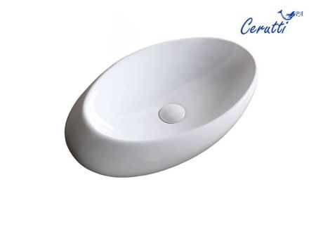 Раковина из сантехнического фарфора Cerutti SPA CR0058B 60х40 накладная цвет белый без отверстий под смеситель