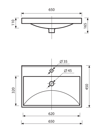Раковина мебельная из искусственного камня Misty D4019 65 Р-Мис14065-4019Д 70х50 накладная цвет белый