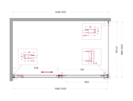 Душевой уголок BelBagno SOFT CLOSE-1 SOFT_CLOSE-1-AH-1-150/90-C-GM 150х90 стекло прозрачное профиль оружейная сталь без поддона