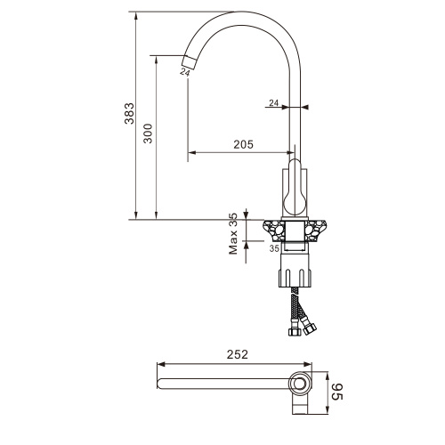 Смеситель для кухни WesnaArt Eko EKO05-110Black на мойку черный - фото 2