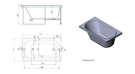 Ванна акриловая со шторкой Timo ROHA ROHA1270-KT12-SPV1505-FP12S-T16 120х70 пристенная прямоугольная с каркасом