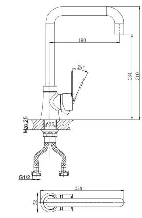 Смеситель для кухни Rush Tenerife TE2835-23 на мойку хром