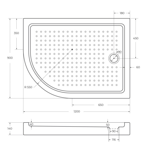 Душевой поддон Cezares TRAY-A-RH-120/90-550-15-W-R 120х90 акрил белый - фото 2