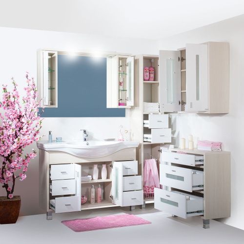 Зеркало-шкаф с подсветкой Бриклаер 4627125411984 120х20х83 подвесной цвет светлая лиственница/белый - фото 4