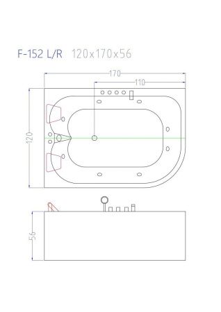 Ванна акриловая Frank 2015109 170х120 угловая асимметричная с каркасом