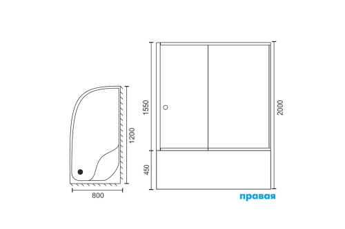 Душевой уголок Royal Bath BK RB8120BK-C-BL-R 120х80 стекло матовое профиль черный с поддоном - фото 3