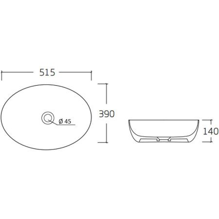 Раковина из сантехнического фарфора Orange B05-520W 50х40 накладная цвет белый