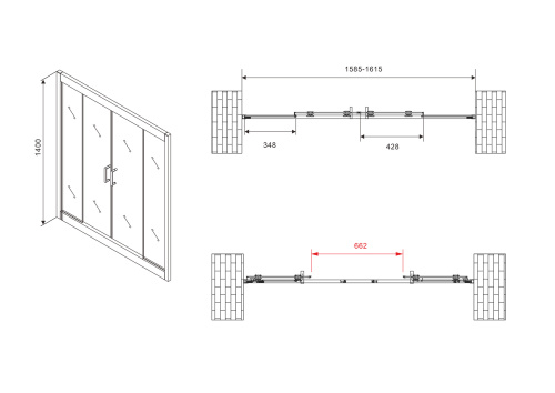 Душевая шторка на ванну Abber Schwarzer Diamant AG57160 160х140 стекло прозрачное профиль хром глянцевый ориентация универсальная - фото 4