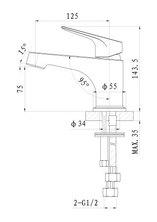 Смеситель Wonzon & Woghand Balance WW-051101-CR на раковину хром